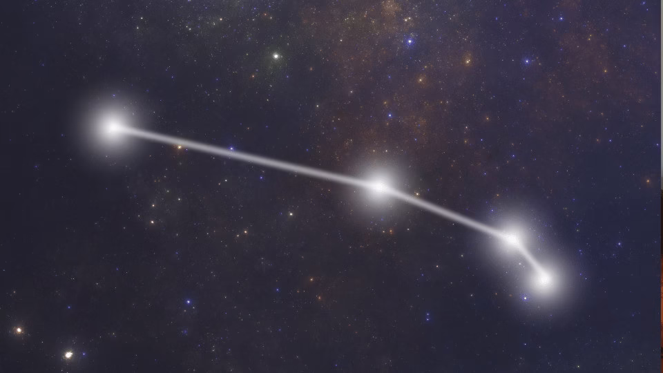 Gwiazdy na nocnym niebie tworzące symboliczną linię konstelacji, nawiązujące do astrologicznego pojęcia ascendenta.